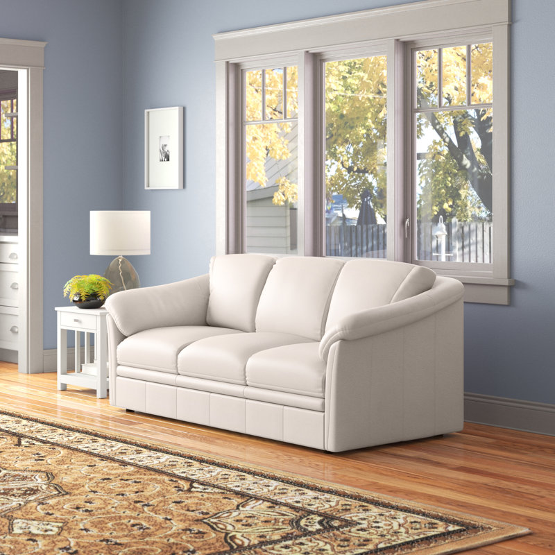 Westland and Birch Lyons 80'' Genuine Leather Pillow Top Arm Sofa Wayfair